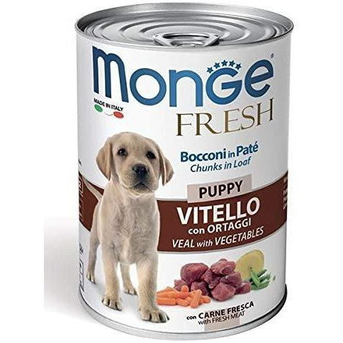 Monge Fresh Puppy Vitello e Ortaggi 400gr Alimento umido per Cani – Amici e  Natura iTALIA